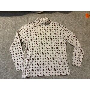 Croft & Barrow Christmas Holiday Print Turtleneck Women Med stocking tree wreath